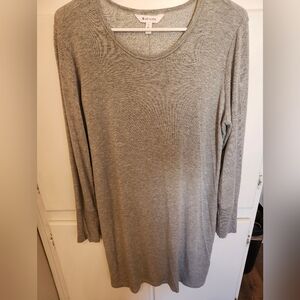 ATHLETA WOMENS HEATHER GRAY SPORT- SHIRT DRESS SZ SMALL CUTOUT BACK LONG SLEEVE
